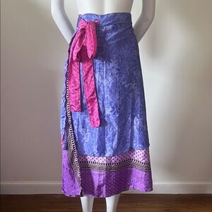 Floral Layer Magic Wrap Skirt with Pink Bow